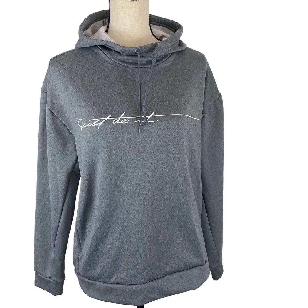 Nike Therma Fleece Sweatshirt Gray Training Hoodie 929693 Just Do It Women Sm
